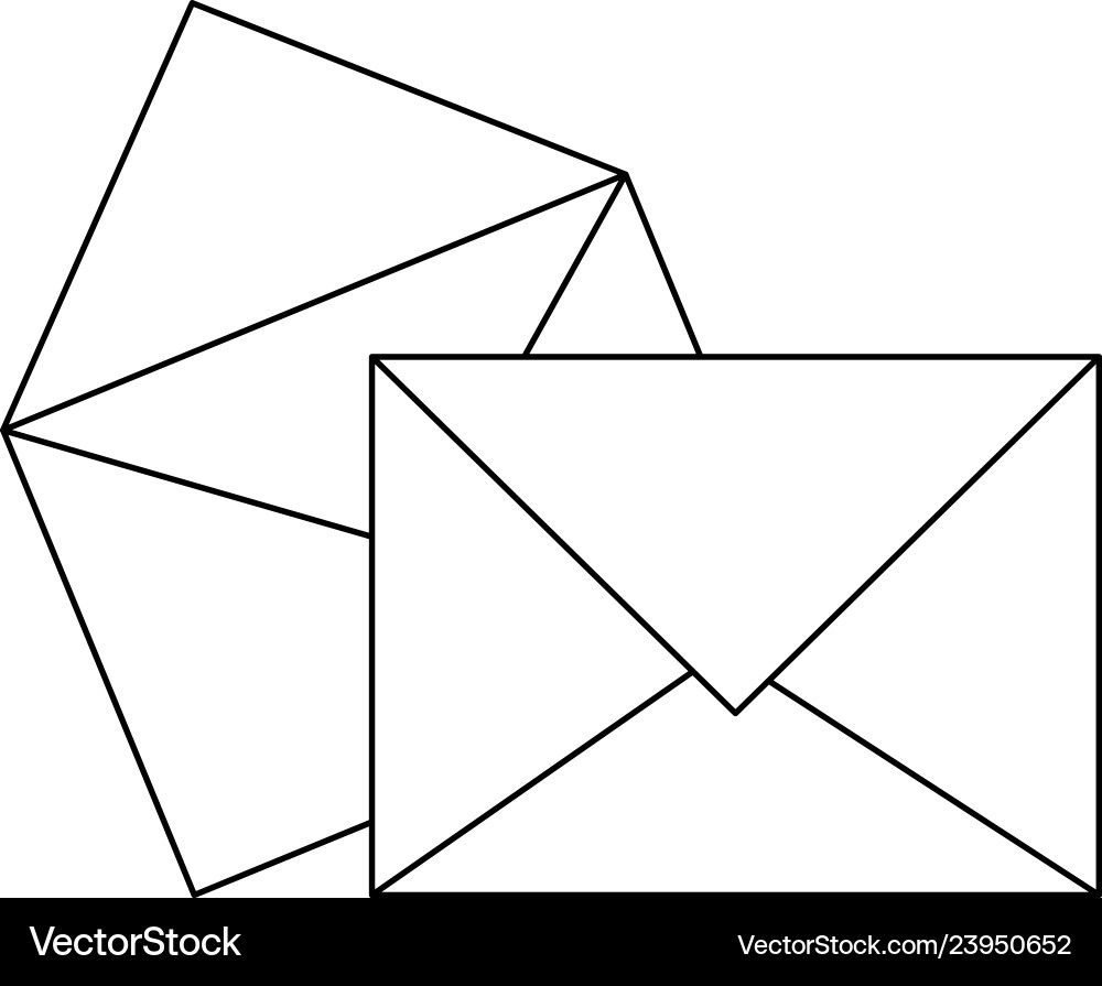 Envelopes and mail symbol black white Envelopes and mail symbol black white vector image