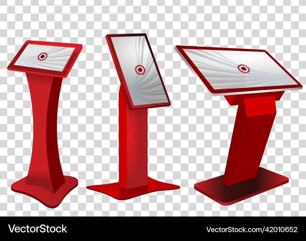 Interactive kiosk terminal stand mock up Interactive kiosk terminal stand mock up Vector Image