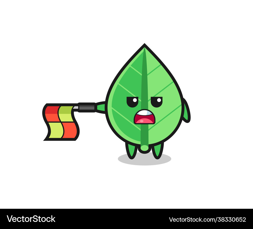 Leaf character as line judge hold flag Leaf character as line judge hold flag vector image