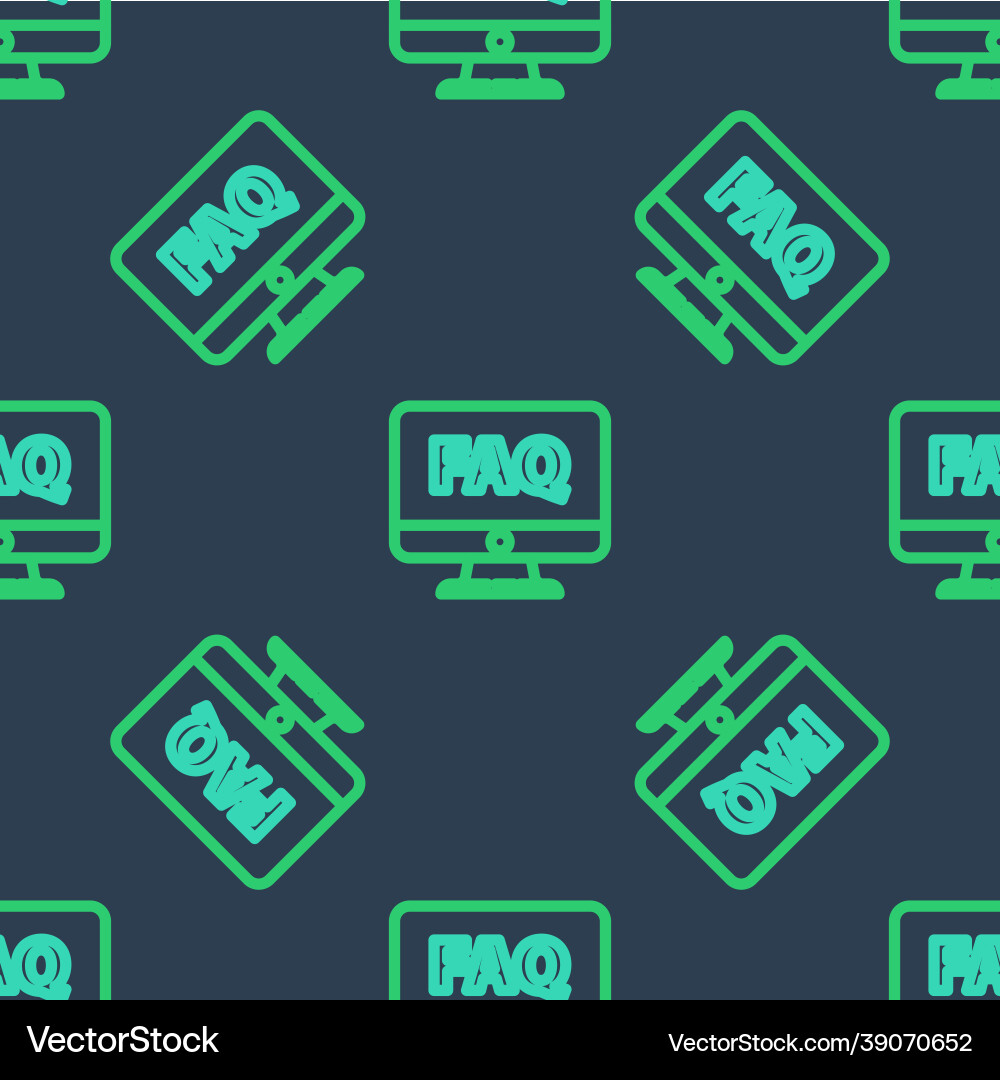 Line computer monitor and faq icon isolated vector image