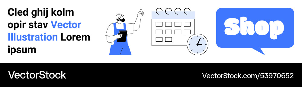 Man with clipboard pointing at calendar and clock Man with clipboard pointing at calendar and clock vector image