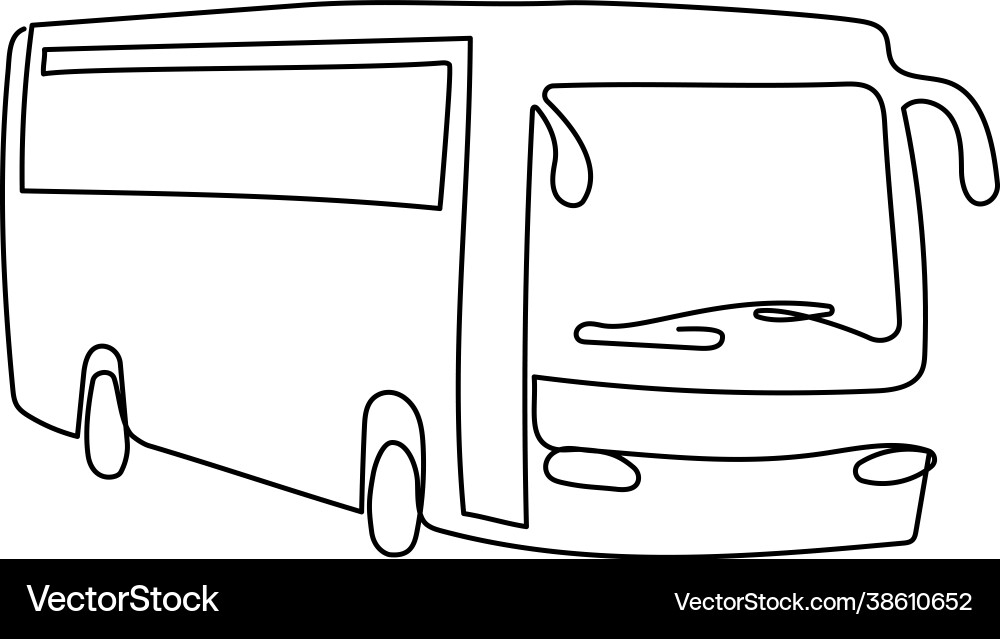 Passenger bus continuous line drawing one Vector Image