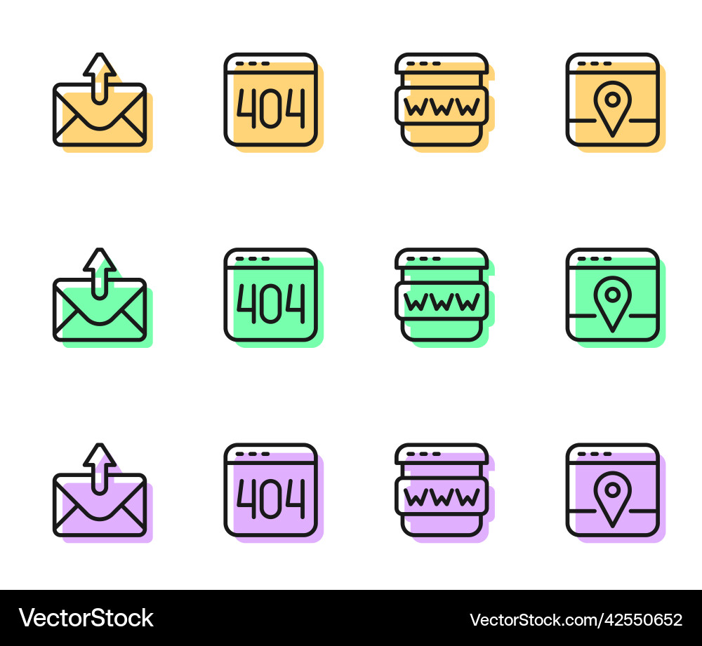 Set line browser window mail and e-mail page Set line browser window mail and e-mail page vector image