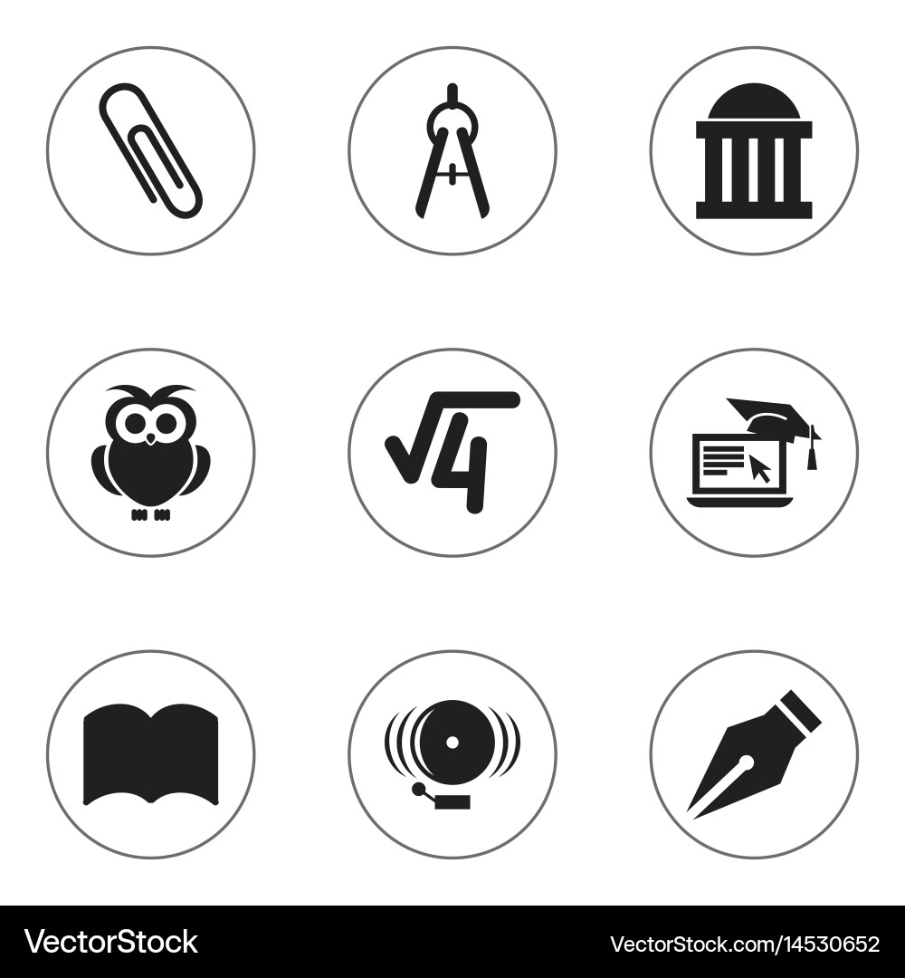 Set of 9 editable university icons includes vector image