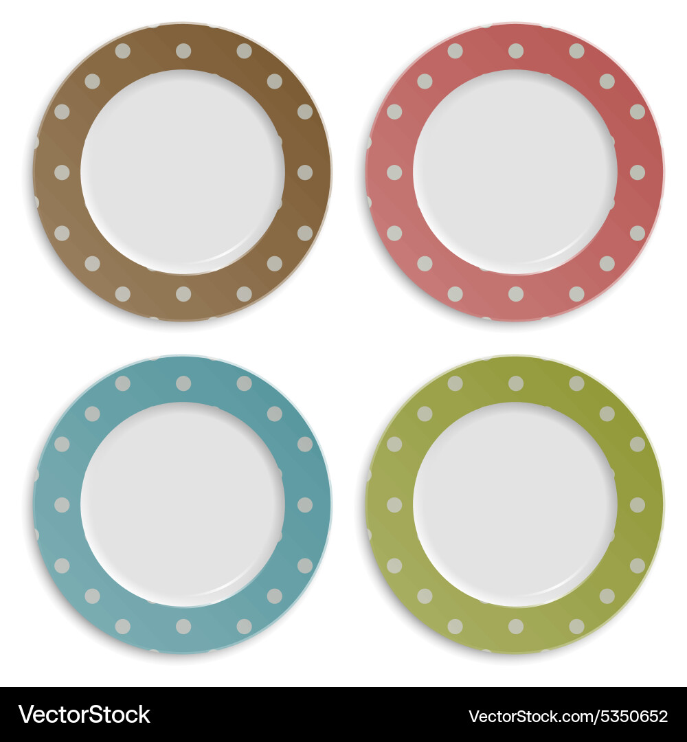 Set of color plates with polka dot pattern Vector Image