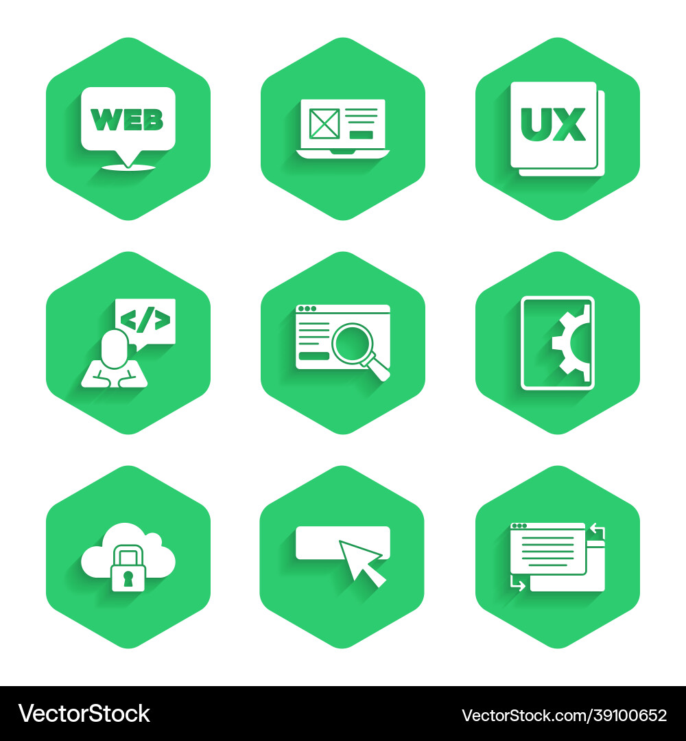 Set ui or ux design web development cloud Set ui or ux design web development cloud vector image