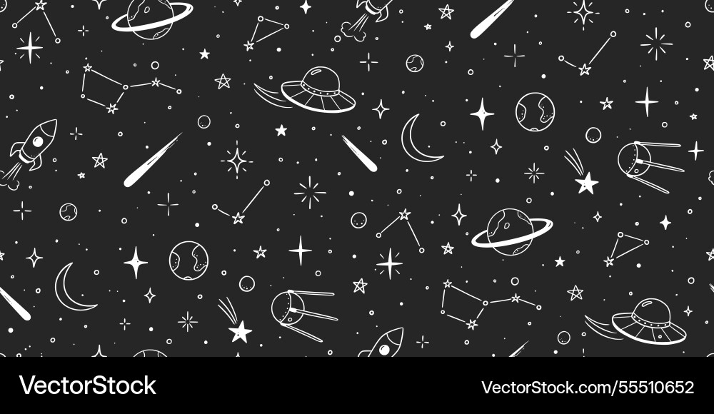 Space star seamless pattern hand drawn Space star seamless pattern hand drawn vector image