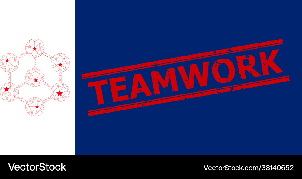 Teamwork textured seal and blockchain nodes Teamwork textured seal and blockchain nodes vector image