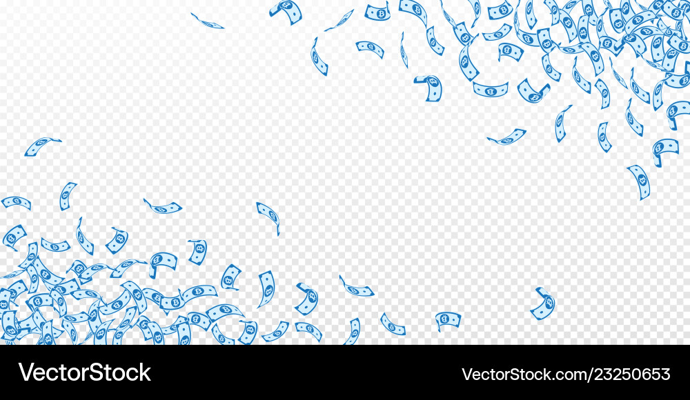 Bitcoin internet currency notes falling small bt Bitcoin internet currency notes falling small bt Vector Image