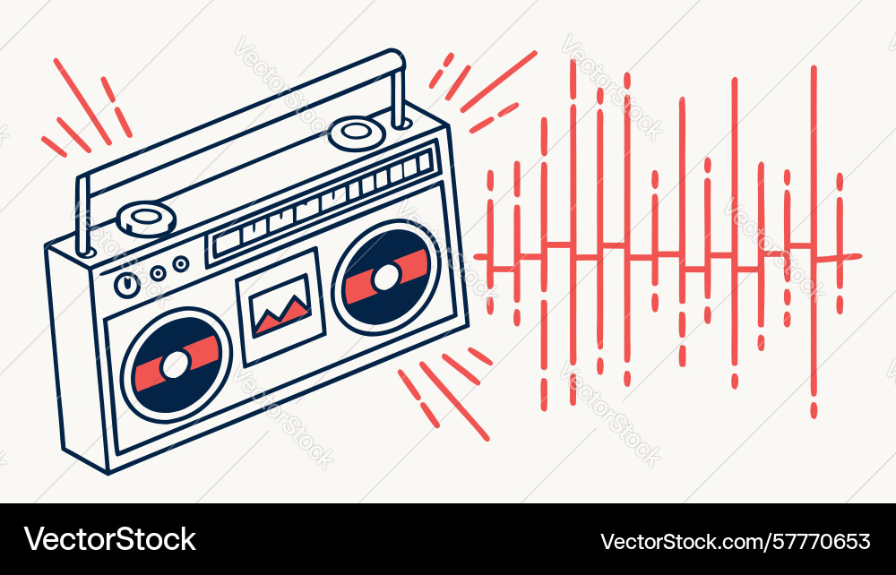 Boombox with equalizer retro audio performance Vector Image