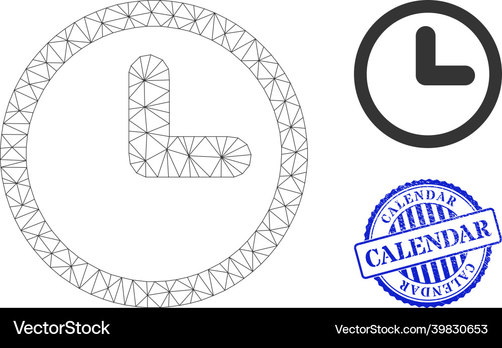 Calendar textured seal stamp and web net clock Calendar textured seal stamp and web net clock vector image