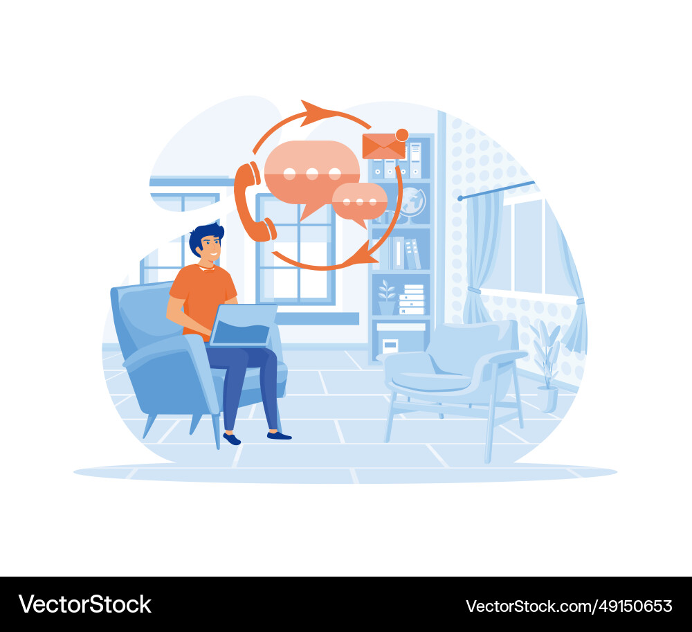 Character sending customer support a question Vector Image