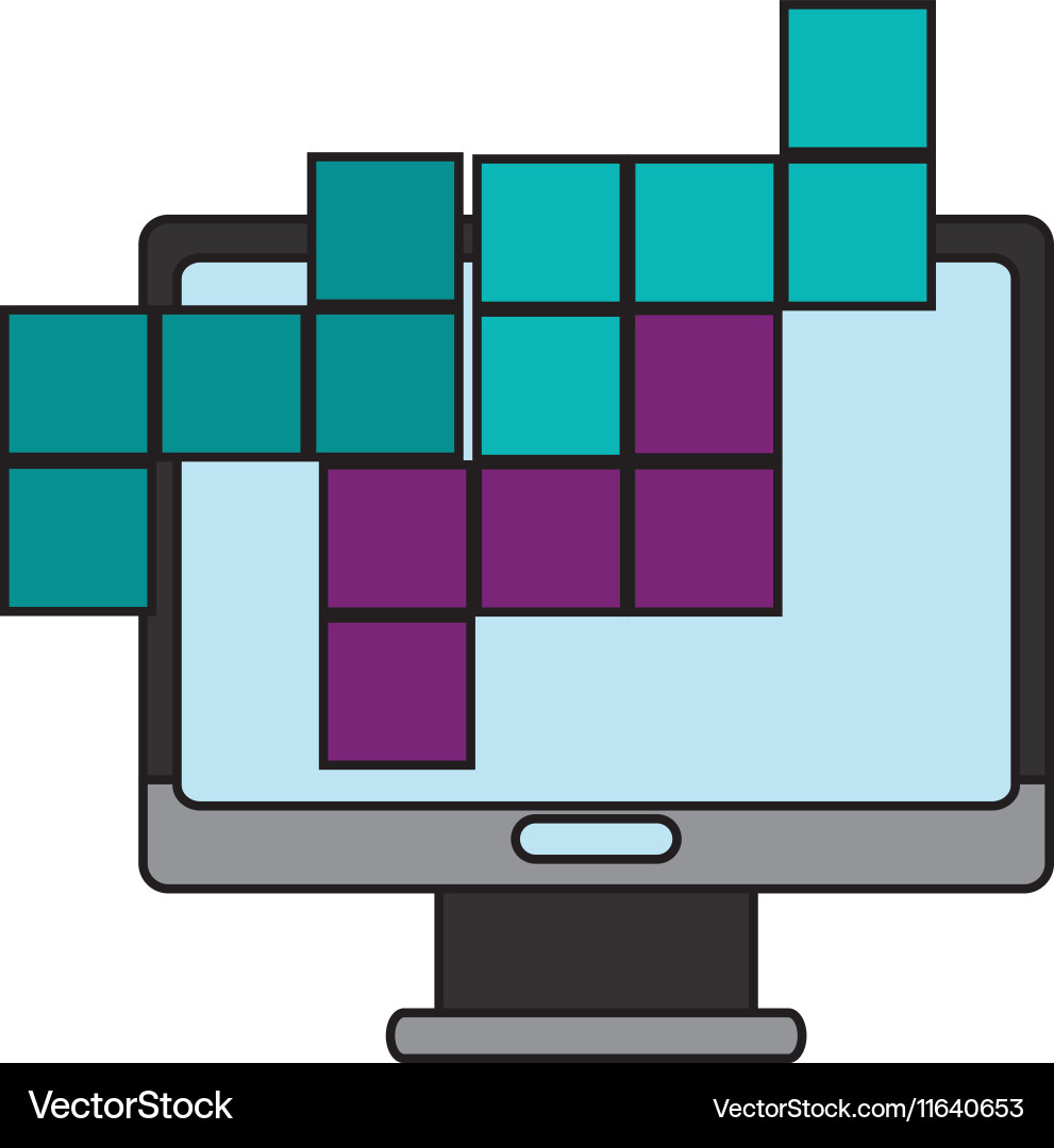 Computer and tetrix videogame control design vector image