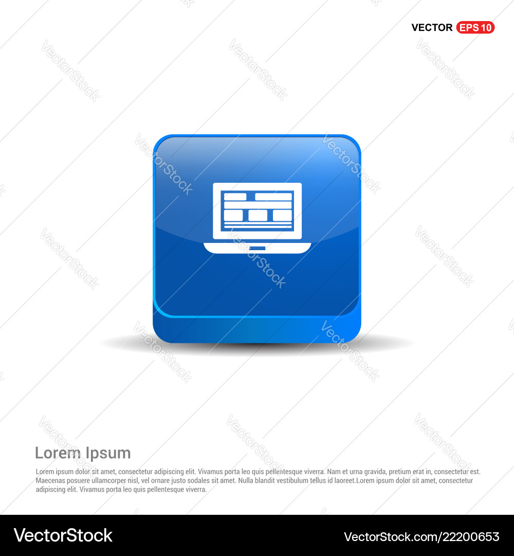 Computer icon - 3d blue button Vector Image