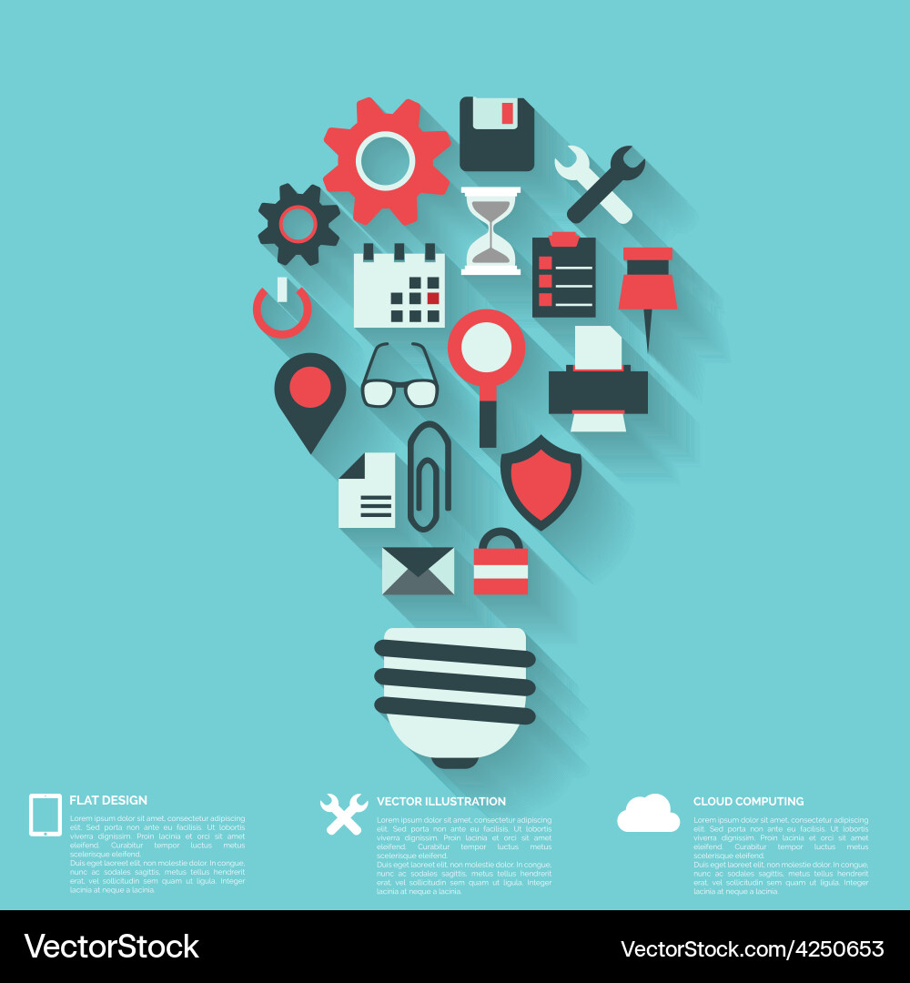 Flat abstract background with web icons interface vector image