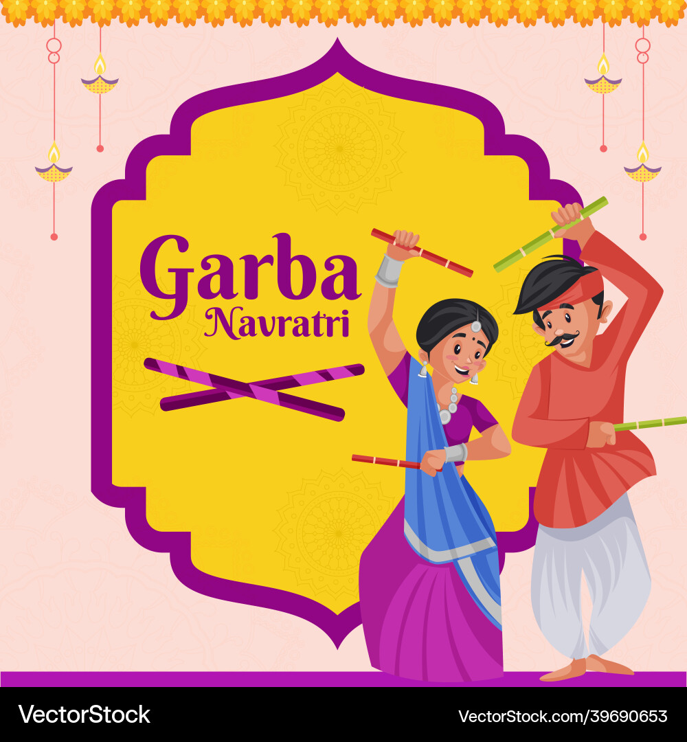 Garba Navratri Banner Template vector image