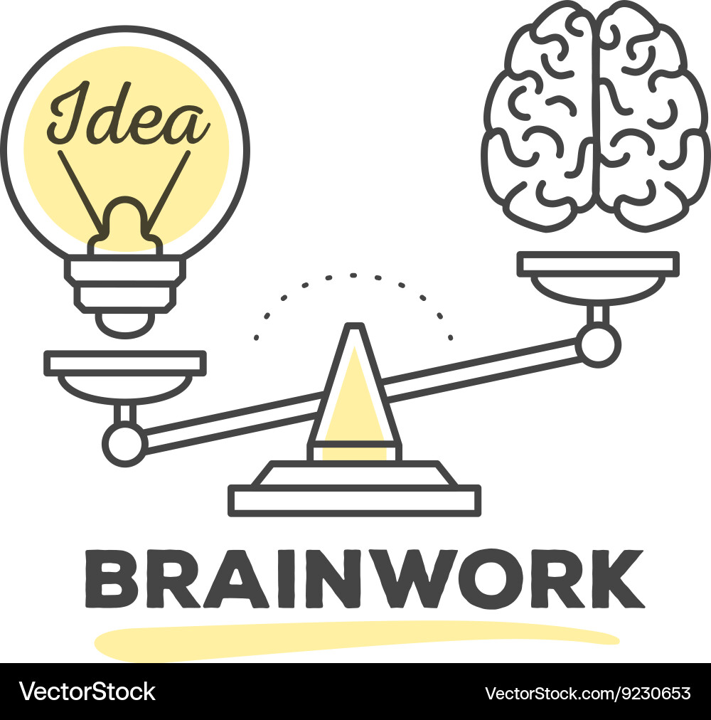 Mechanism to compare value of brainwork vector image