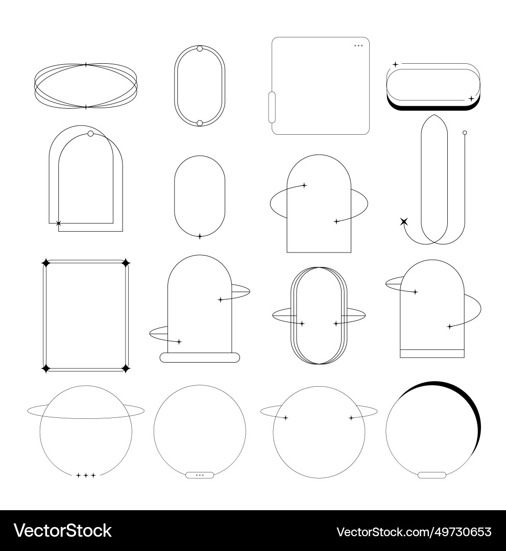 Minimalist line frames geometric borders set Minimalist line frames geometric borders set vector image