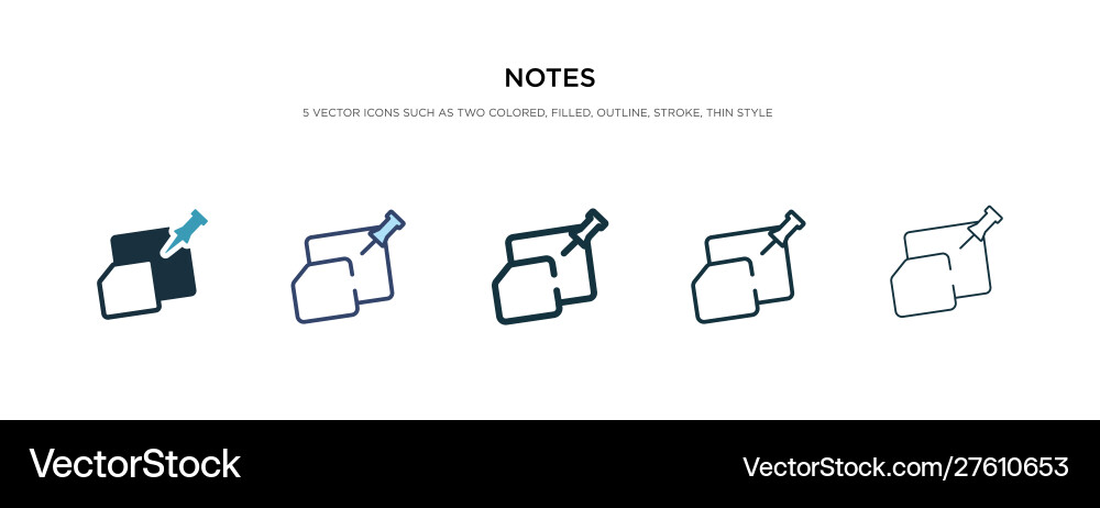 Notes icon in different style two colored Notes icon in different style two colored vector image