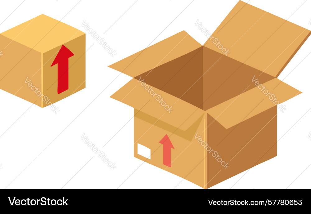 Open cardboard box with arrow icon design Vector Image