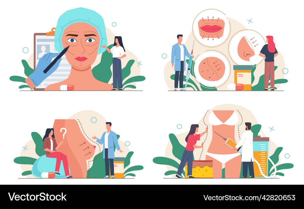 Plastic surgery people human body redesign face Plastic surgery people human body redesign face vector image
