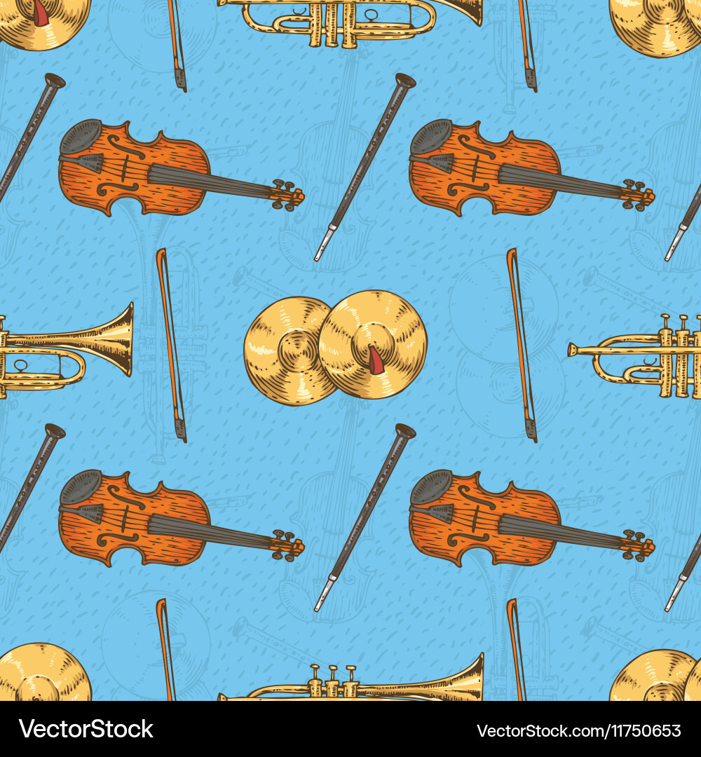 Seamless pattern with musical instruments vector image
