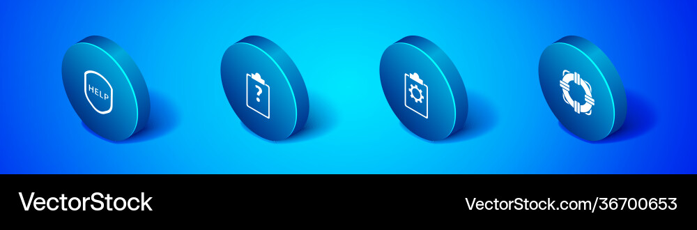 Set isometric shield with text help checklist 24 Set isometric shield with text help checklist 24 vector image
