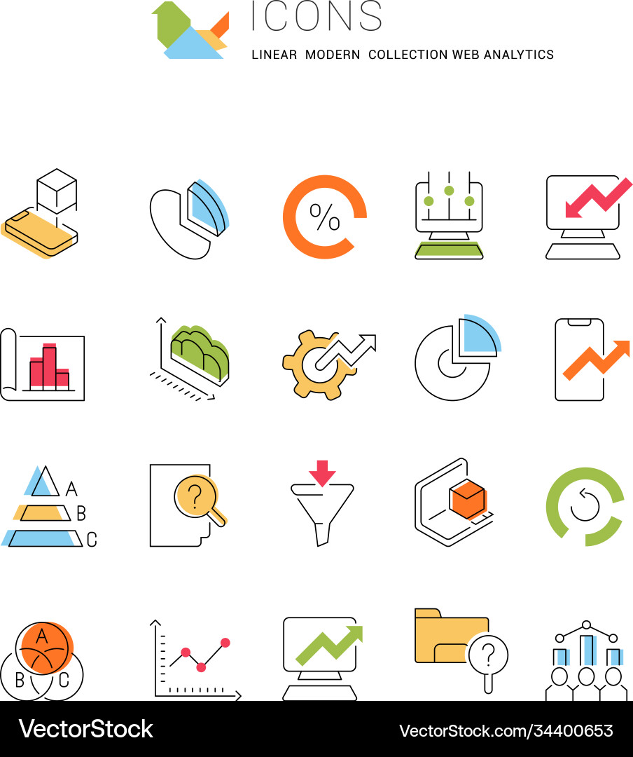 Set line icons web analytics Set line icons web analytics vector image