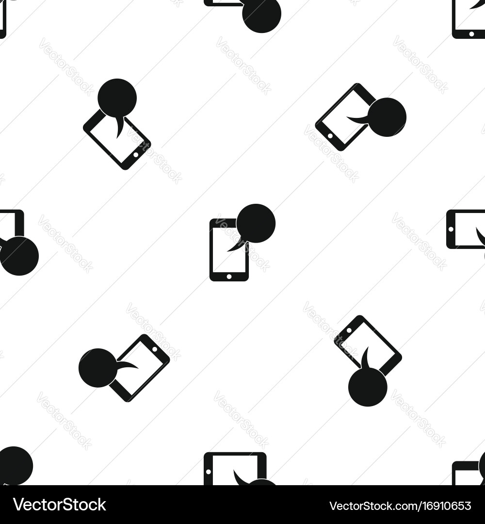 Speech bubble on phone pattern seamless black Vector Image