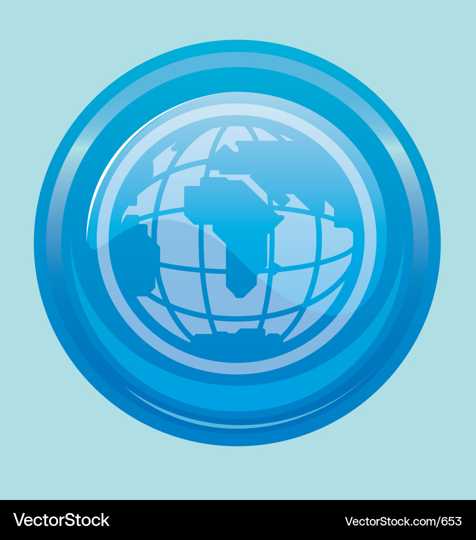 World Button - Map Icon vector image
