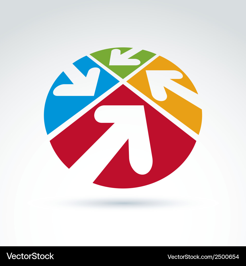Abstract round 3d icon with four arrow vector image