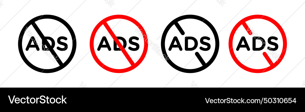 Ad blocker icon set ban and stop add symbol Vector Image
