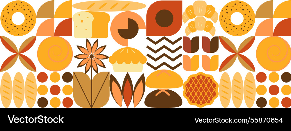 Bakery bread pattern abstract geometric Vector Image
