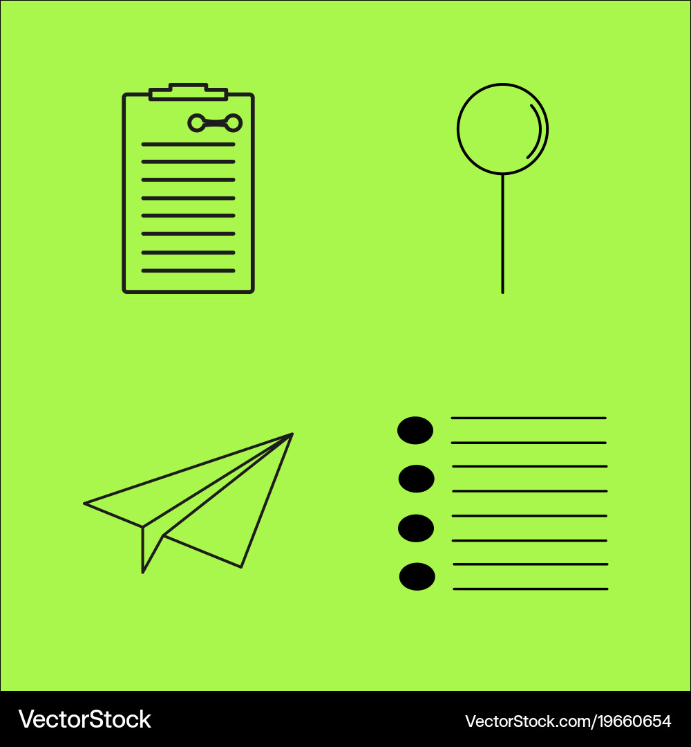 Basic content simple linear outline icon set vector image