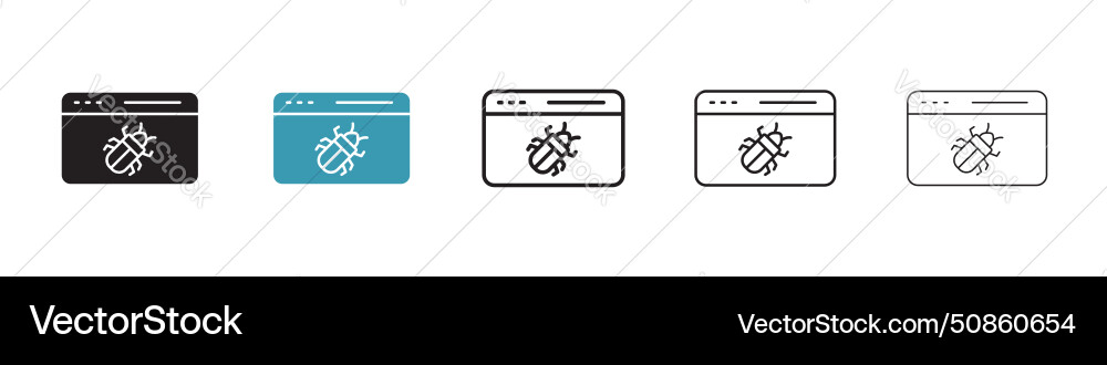 Bug icon set malware computer virus symbol vector image
