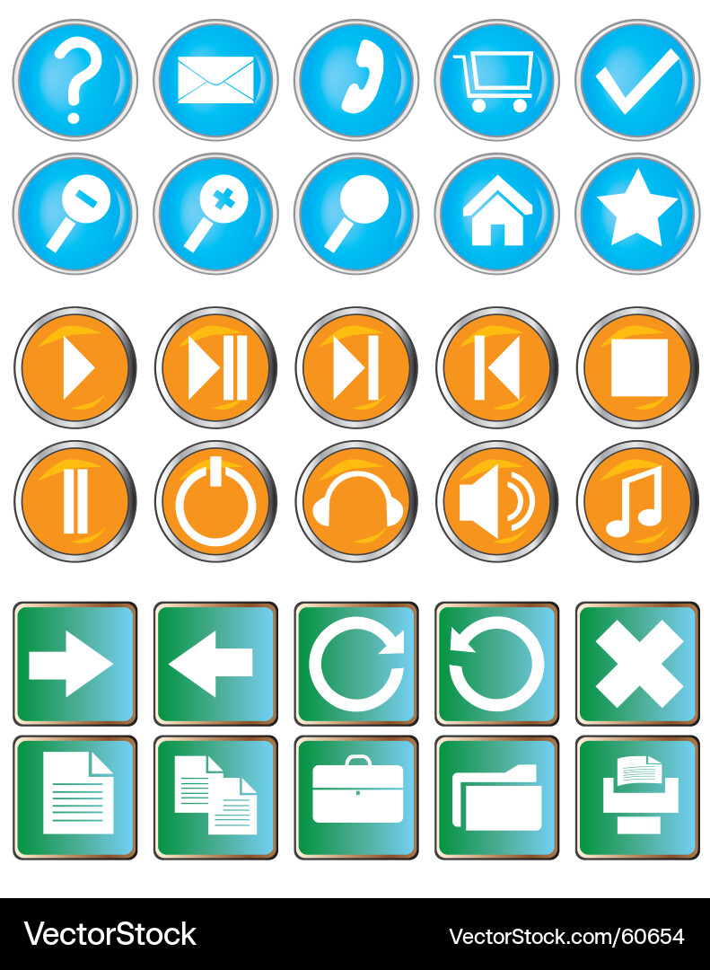 Buttons with symbols Vector Image