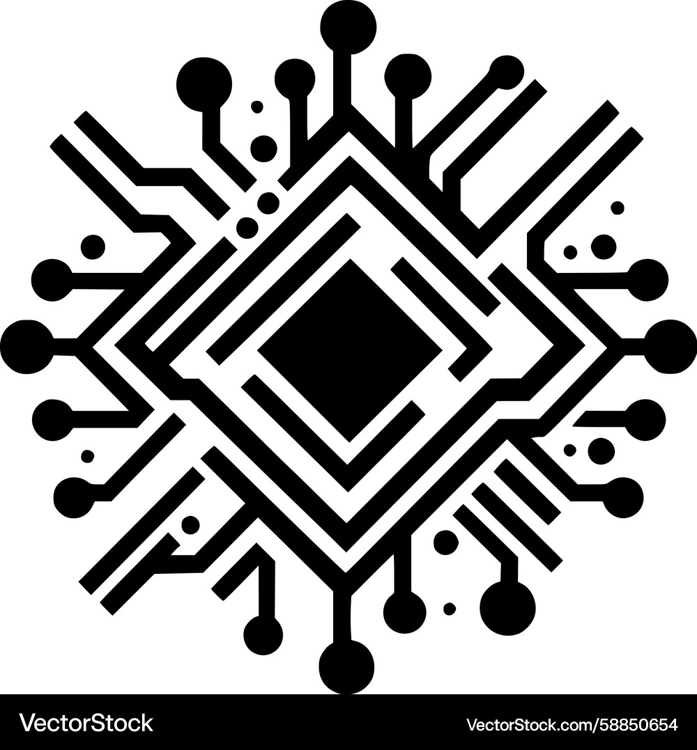 Complex Microchip Circuit Pattern Vector Image