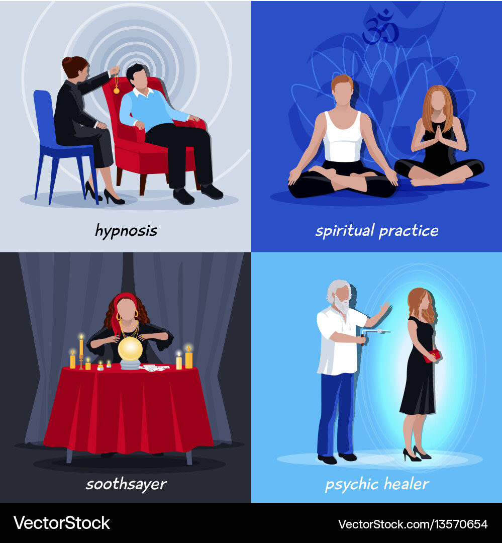 Hypnotism extrasensory icon set Hypnotism extrasensory icon set vector image