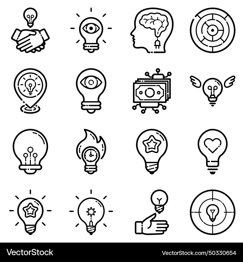 Idea flat icon set isolated on white background Idea flat icon set isolated on white background Vector Image