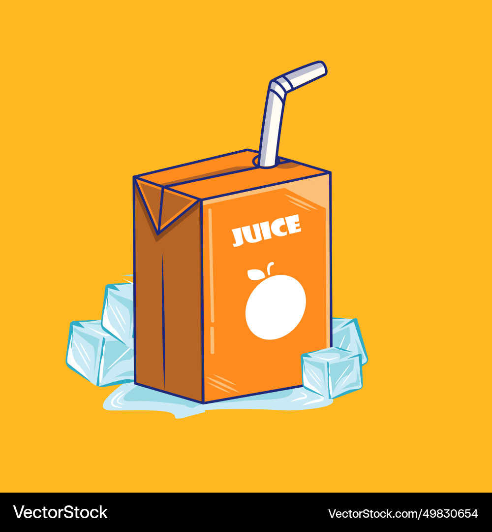 Mini box juice with ice cube Mini box juice with ice cube Vector Image