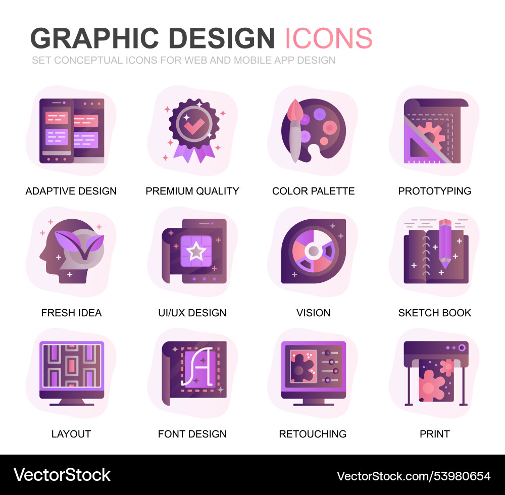 Modern set web and graphic design gradient flat Vector Image
