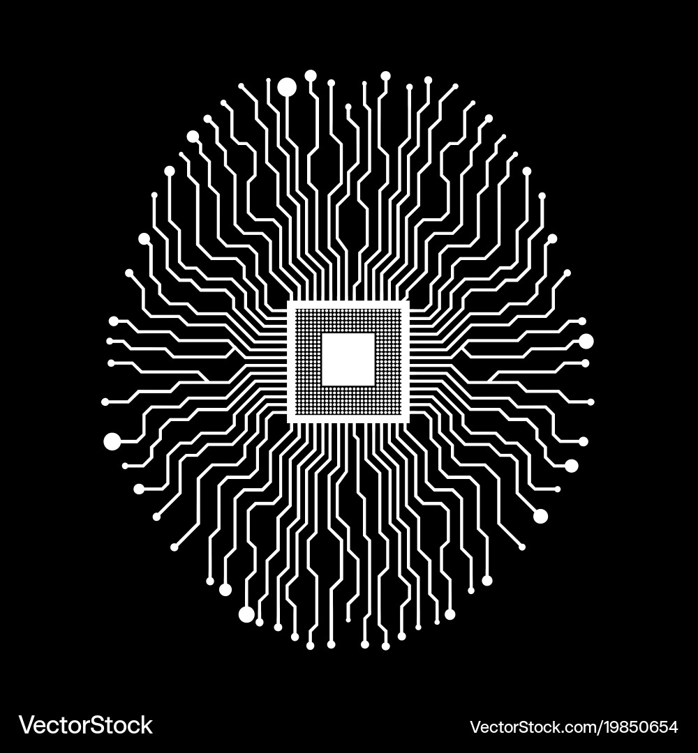 Neon brain cpu circuit board abstract Vector Image