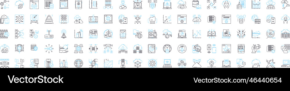 Networking database line icons set network Networking database line icons set network vector image