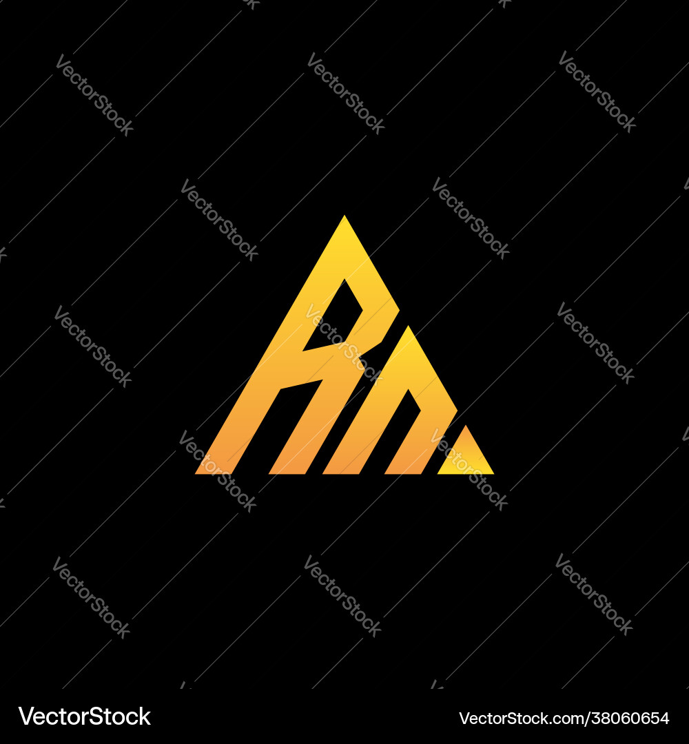 R n monogram initial logo with a yellow triangle R n monogram initial logo with a yellow triangle vector image