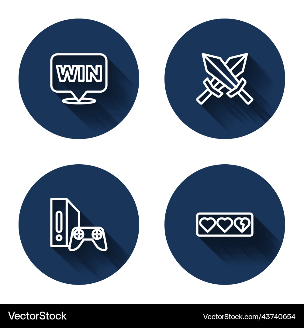 Set line medal sword for game console Set line medal sword for game console vector image