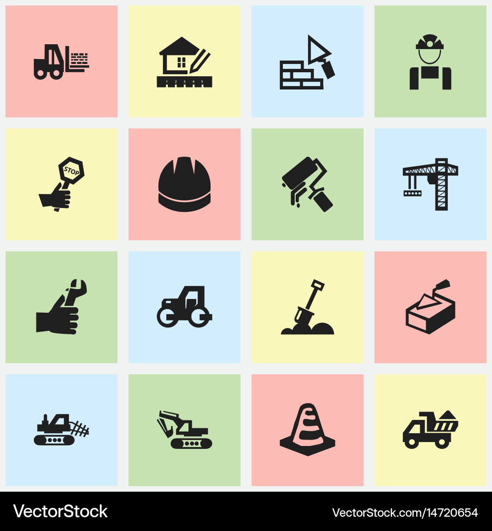 Set of 16 editable structure icons includes vector image