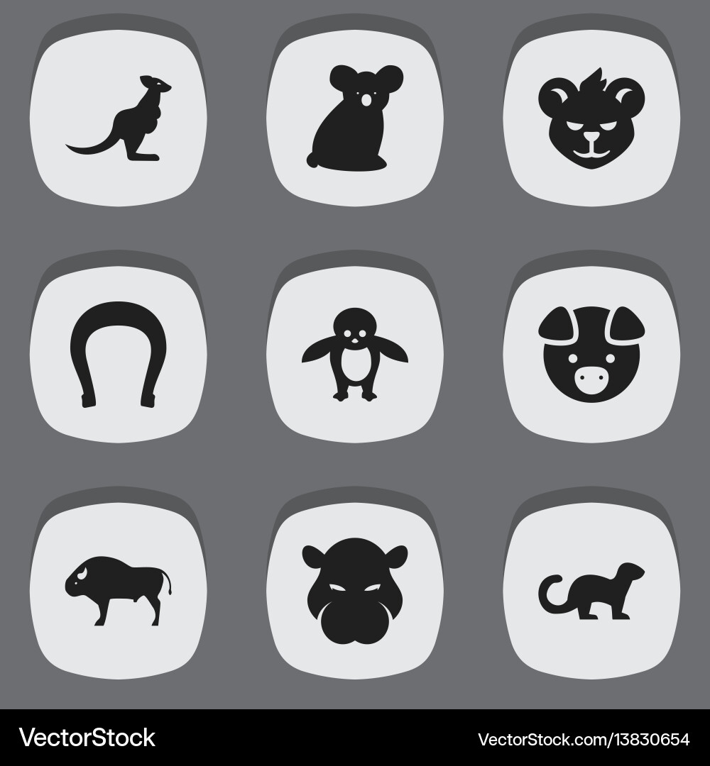 Set of 9 editable zoo icons includes symbols Vector Image