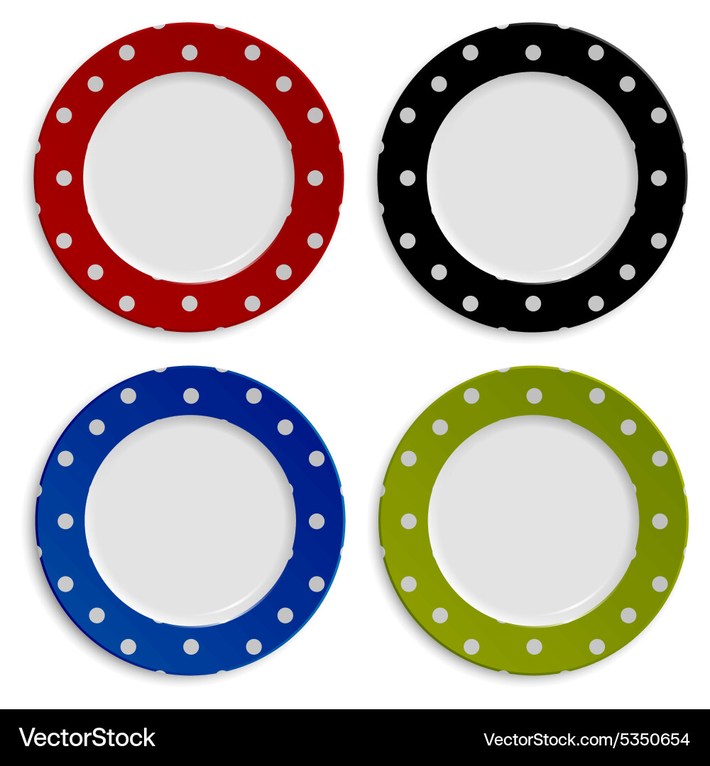 Set of color plates with polka dot pattern Vector Image