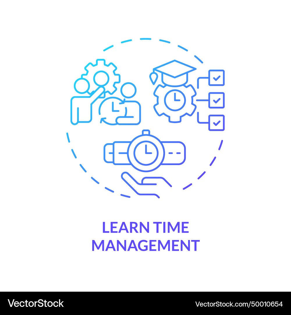 Thin line simple gradient learn time management Thin line simple gradient learn time management vector image