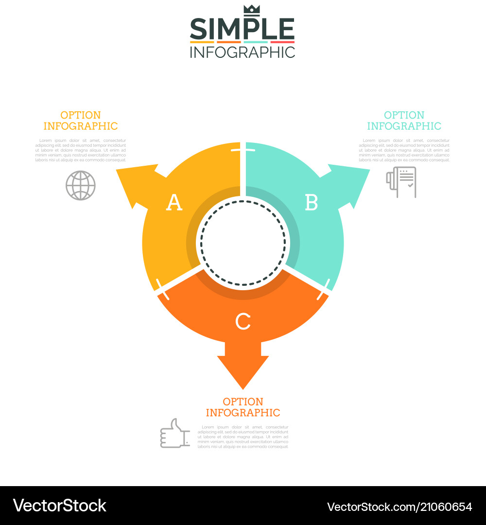 Three Sectored Chart with Arrows vector image